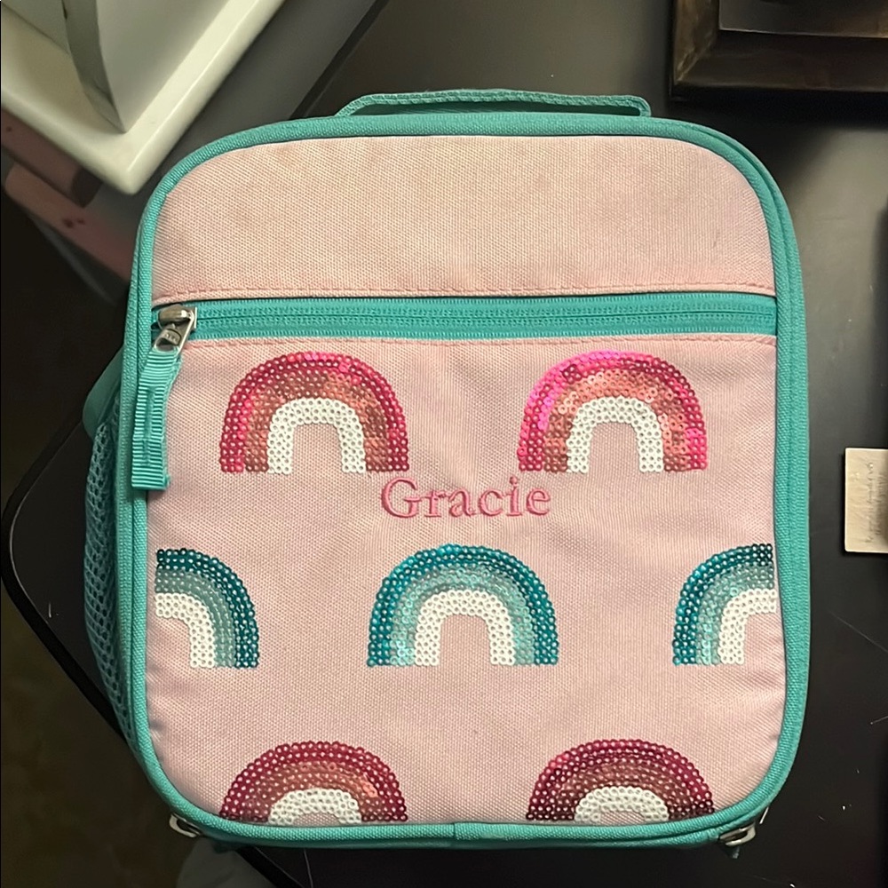 Gracie- Pottery Barn Kids Pink and Green Rainbow Bag